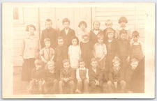 Vintage Sepia School Class Photo Postcard AZO Stamp Box Era 1904-1918