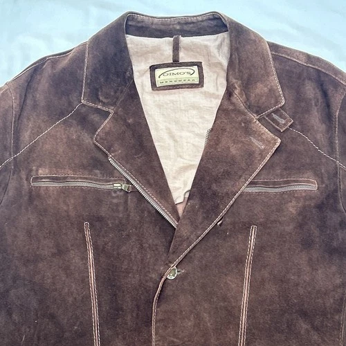 GIMO'S MENSWEAR Suede XL Jacket Brown Leather Utility Safari Field Blazer Italy image 5
