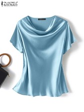 Women's Silk Shirt Loose Short-sleeved T-shirt Mulberry Silk Top Pullover Blouse