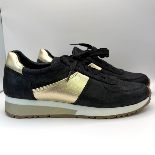 CoFi Leathers Holly Fashion Sneakers Metallic Black Gold Size 6.5/7 NWOB
