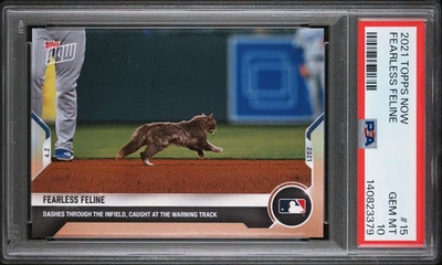 FEARLESS FELINE * PSA 10 * 2021 TOPPS NOW MLB * DODGERS v ROCKIES * CAT CARD #15