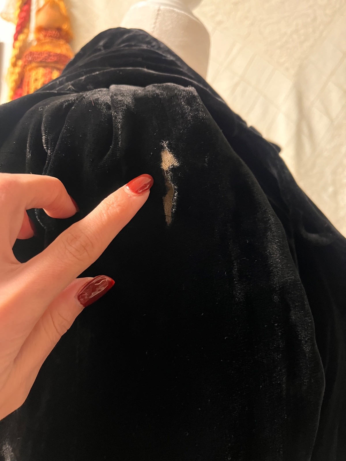 Antique 1930s Silk Velvet Evening Coat w/ Draped … - image 10