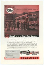 Trailways New Travel in First Class 1957 Vintage Ad Trailways 