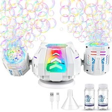 Bubble Machine with Remote Control, 360  Auto Rotation 30000 Big Bubbles Mul...