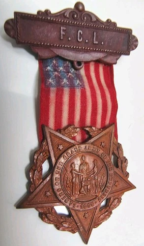 Vintage Ladies Of The Grand Army Republic 1886 FCL Medal Ribbon Patriotic Pin