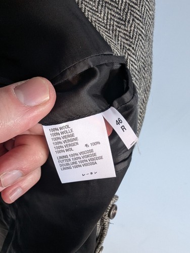 Made In England Tweed Fischgrät Grau Hacking Blazer Jacke Größe 46 R - Bild 9 von 11