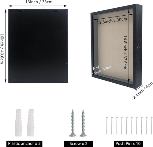 Elegant 13x16 Memory Box with Real Glass Black Frame for Photos & Memorabilia - Picture 6 of 10