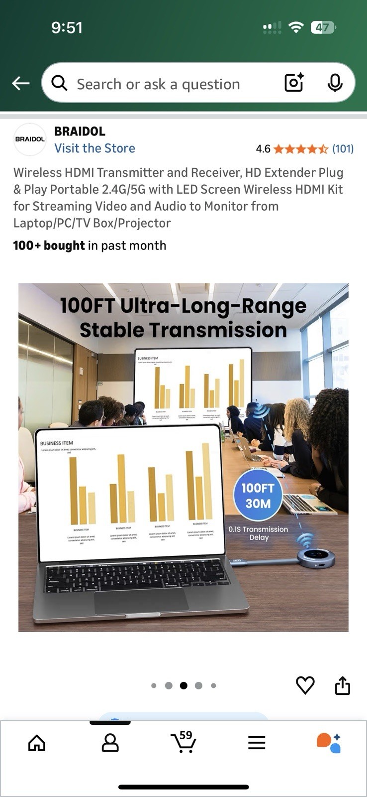 TR300 Wireless HDMI Transmitter and Receiver, HD Extender Plug & Play 2.4G/5G