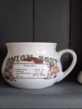 Vintage Onion Soup Recipe Mug Cup Bowl with Handle, Retro Kitchen