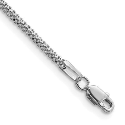 14K massives Weißgold 7 Zoll 1,3 mm Franco Karabinerverschluss Armband 2,2 g Damen