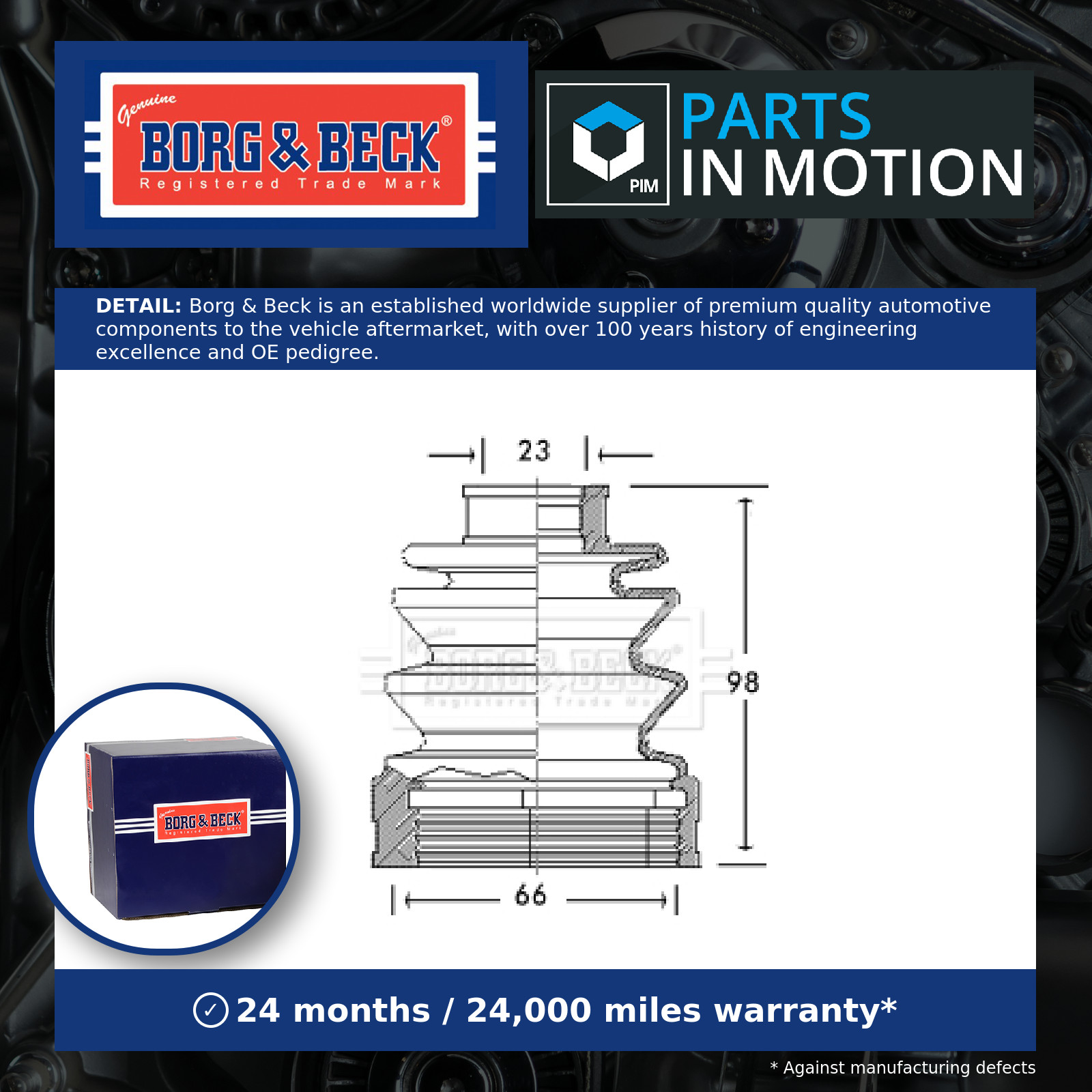 CV Joint Boot Front Inner BCB2617 Borg & Beck C.V. Driveshaft Gaiter Quality New