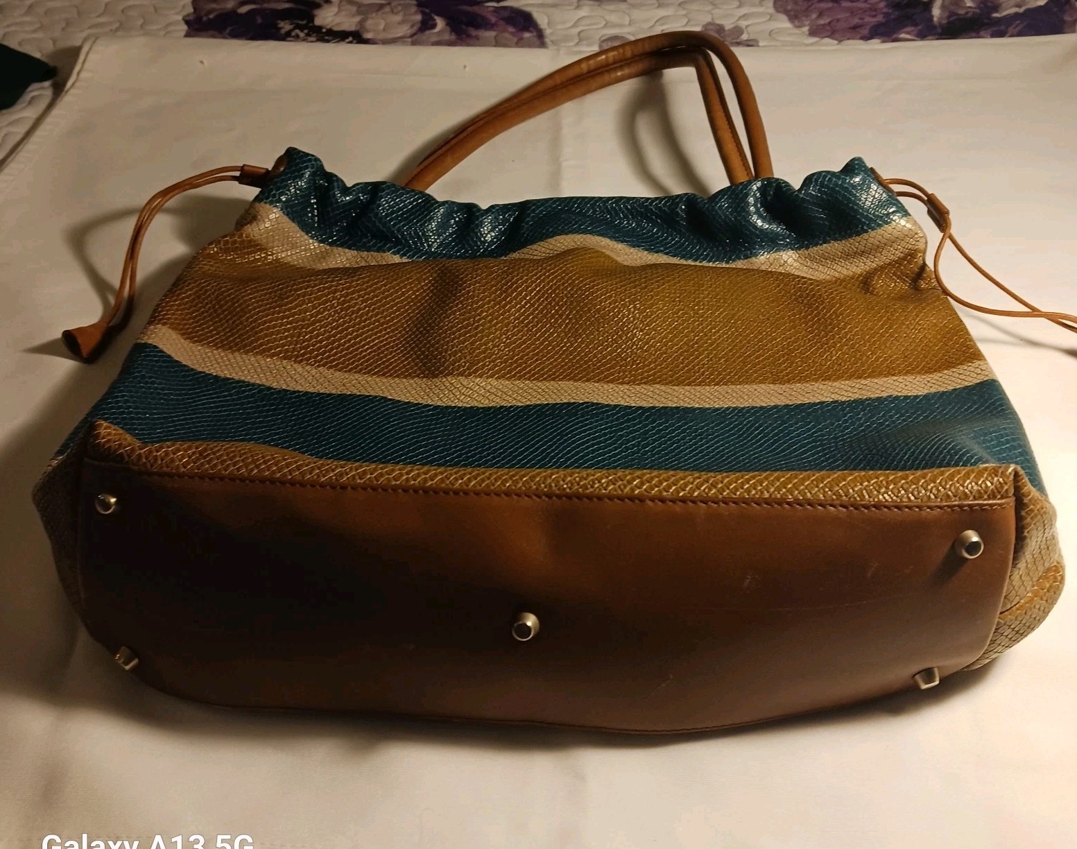 Furla Python Embossed Leather Shoulder Bag Brown … - image 2