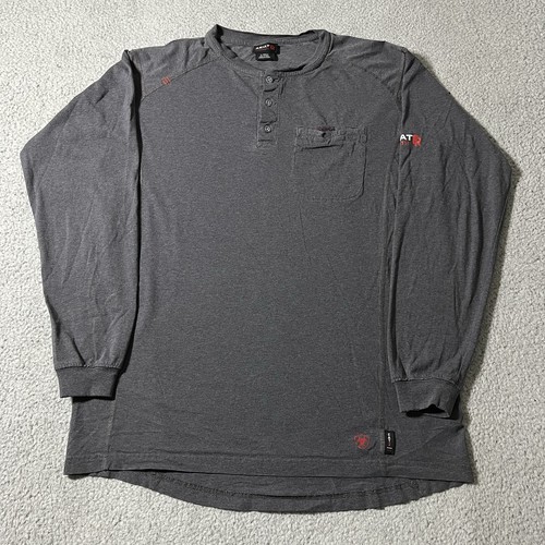 Ariat FR Hemd Herren Large grau langarm Henley schwer entflammbar CAT2 Knopf