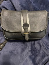 Vintage DOONEY  BOURKE Black All Weather Leather Equestrian Crossbody Bag Purse