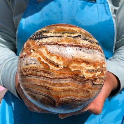 7.12LB Natural Striped Agate Ball Quartz Crystal Sphere reiki healing