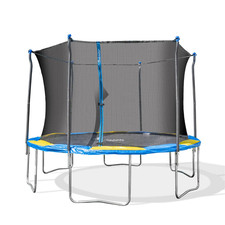 Sportspower Bounce Pro 12' Round Trampoline with Safety-Enclosure in Blue and Ye