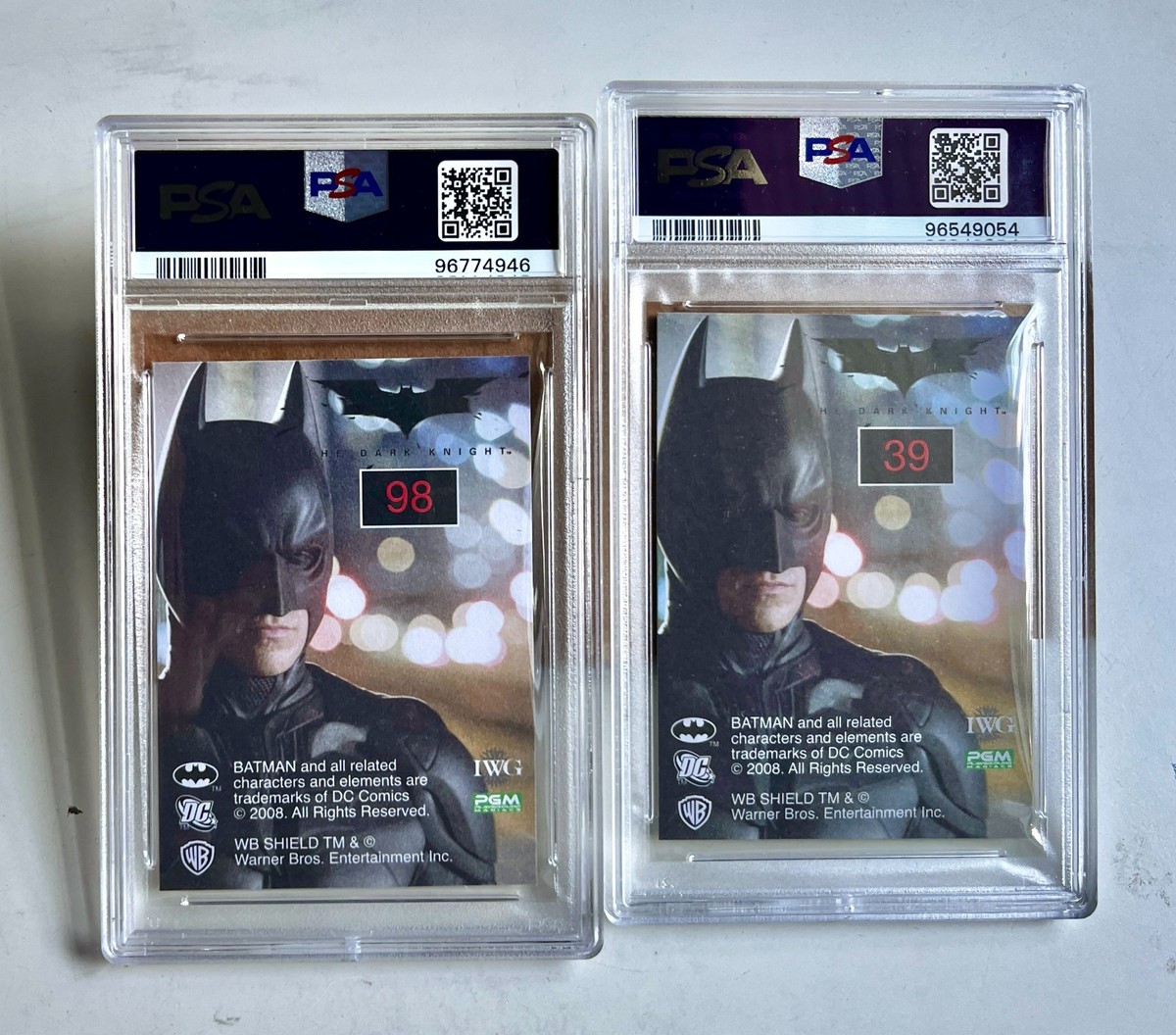 2008 PGM The Dark Knight JOKER PSA 8 #98 & #39 Heath Ledger RC