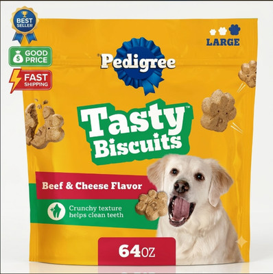 64 oz Large Dog Treats Beef & Cheese Flavor Crunchy Biscuits