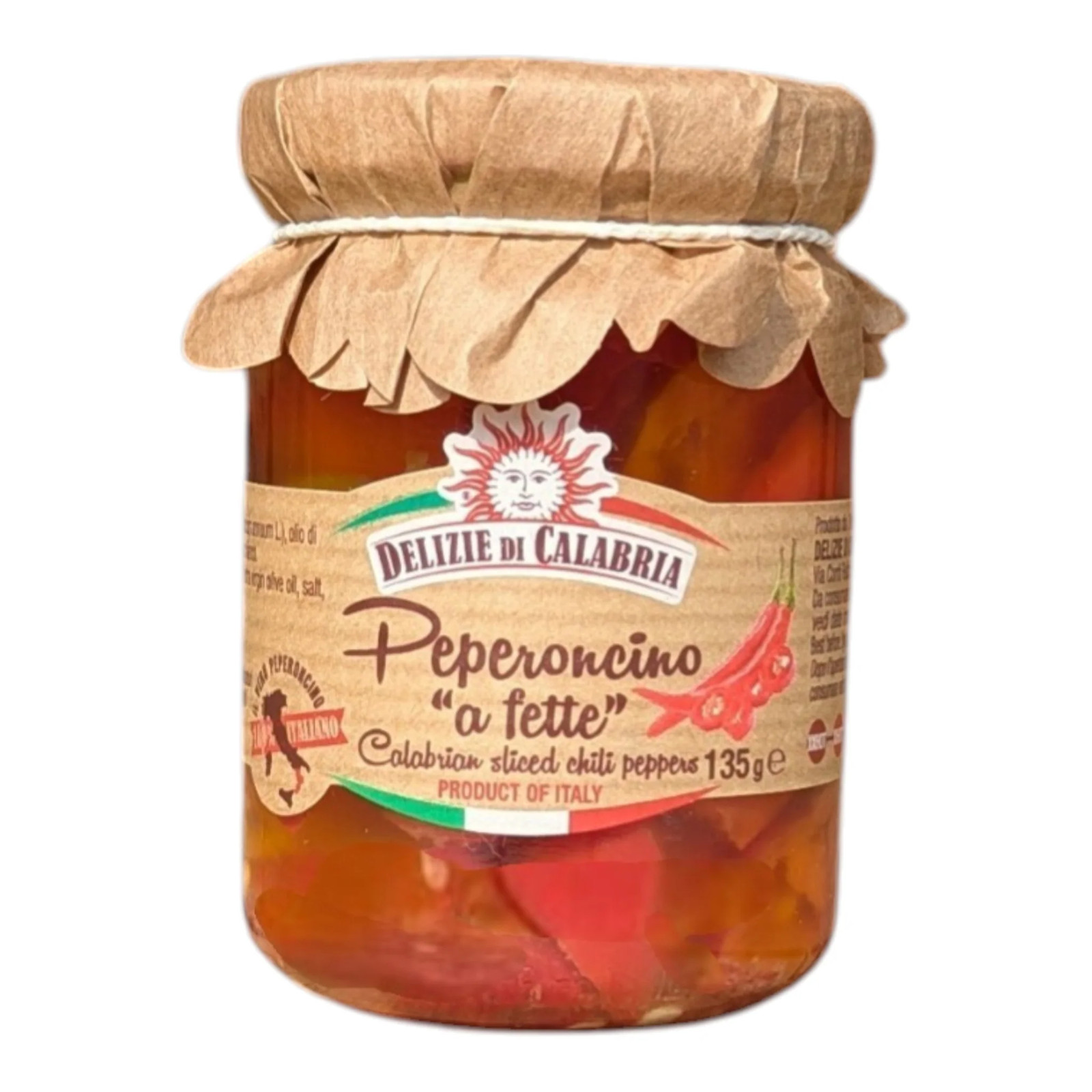 Delizie Di Calabria Peperoncino ""a fette"" - Calabrian Sliced Chili Peppers 135g