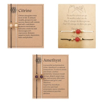 2Pieces Carnelian Crystal Pendant Bracelets Gemstone Adjustable Bracelet Jewelry