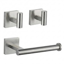 Holder Wall Mount with 2 Towel Hooks, Brushed Nickel Bathroom Hardware Set, S...