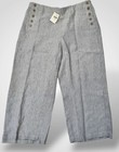 NWT J.Jill 100% Linen Size L Blue White Striped Sailor Wide Leg Cropped Pants — photo 1