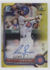 2022 Bowman Chrome Prospect Yellow Refractor 22/75 Liam Spence #CPA-LS Auto 16s2
