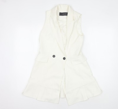 Zara Basic Damen Weste Elfenbein mit Knopfakzenten