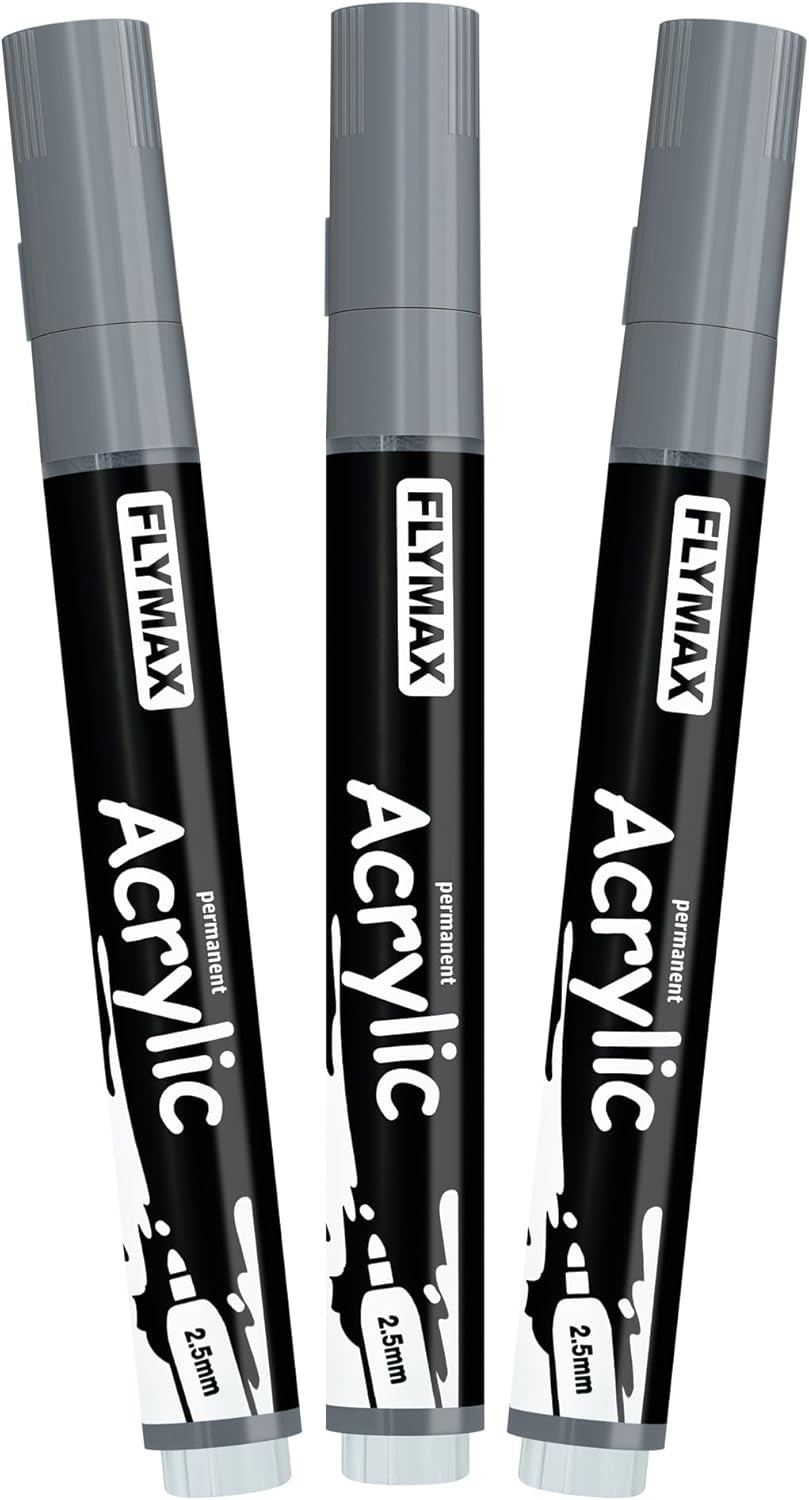 Grey Marker Paint Pens - Permanent Marker Pens Grey Acrylic 