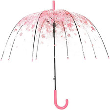 Cherry Blossoms Umbrella Cute Transparent Bubble Umbrella Clear Dome Semi-Automa
