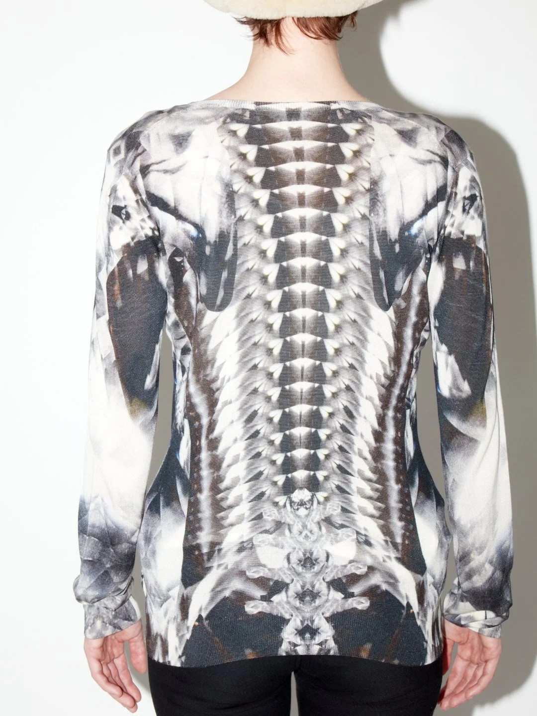 Alexander McQueen SS2009 Skeleton Kaleidoscope Silk Jumper Black Grey - Size M image 8