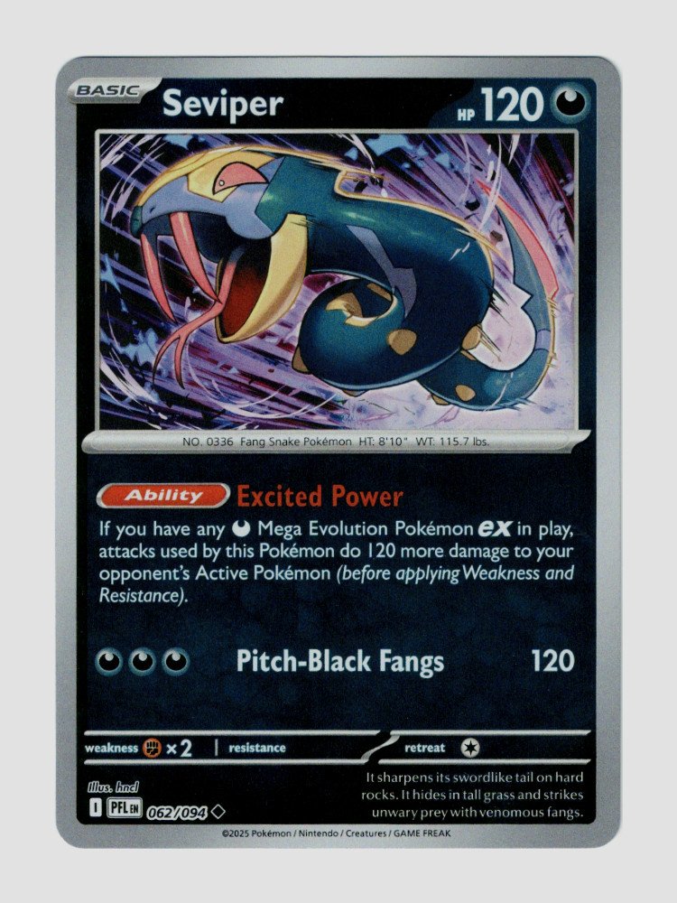 Seviper 062/130 Reverse Holo Phantasmal Flames NM English