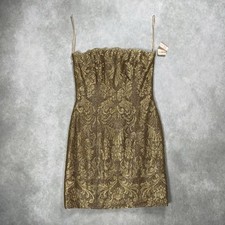VTG Victor Costa Saks Fifth Avenue Gold Midi Dress Size 10 Brand New Made In USA