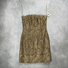 VTG Victor Costa Saks Fifth Avenue Gold Midi Dress Size 10 Brand New Made In USA