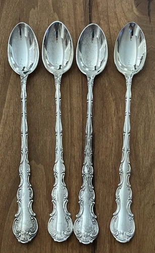 4- Gorham STRASBOURG Sterling Silver Iced Tea Spoons - 7-1/2” - 136g TW