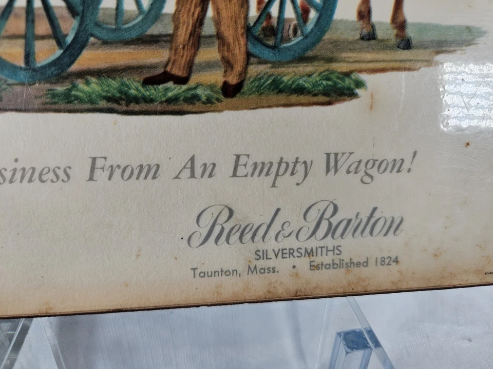 Letrero publicitario de exhibición de tienda plateado Reed & Barton 11"x9" antiguo vintage Foto 2 de 4