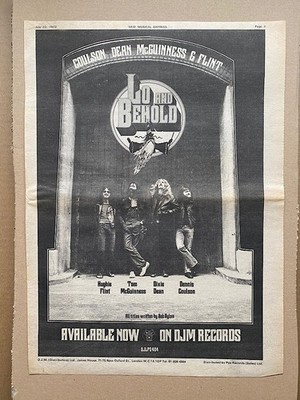 COULSON DEAN MCGUINNESS FLINT LO AND BEHOLD POSTER SIZED original music press ad