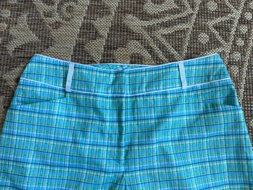 NEW Tail White Label Sz 10 Womens Resort Plaid Golf Shorts Teal Blue Yellow NWT - Picture 2 of 11