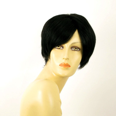 Perruque Femme 100% Cheveux Naturels - Courte, Noire - Modèle LAURA 1b - Neuf Avec étiquettes
