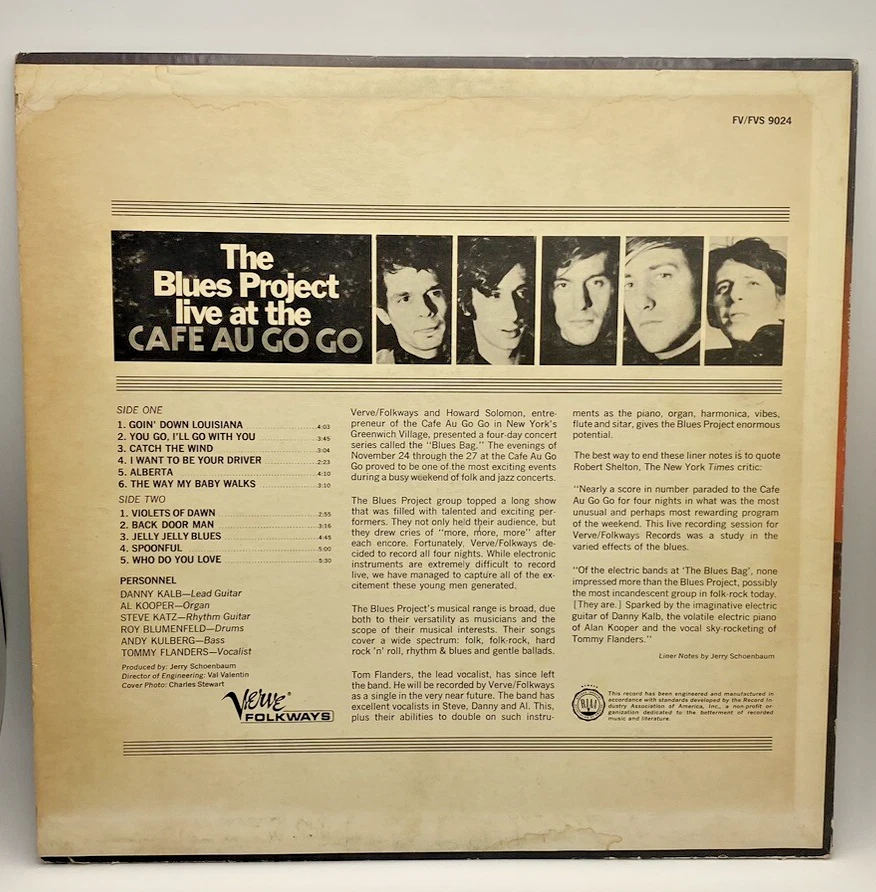 The Blues Project Live At The Cafe Au Go Go 1966 LP Vinyl Record Verve Records Foto 2 de 4