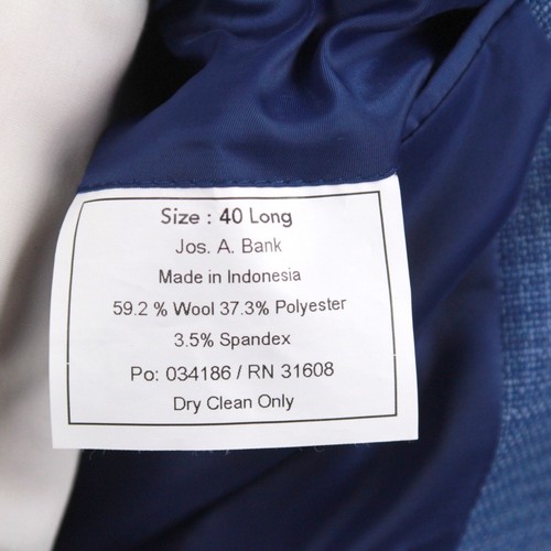 40L Jos A Bank Slim-Fit Sportcoat Jacket Blazer Blue Check E04543 17AK - Picture 6 of 8