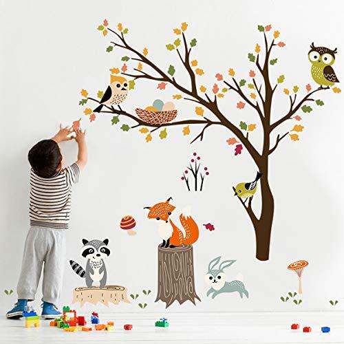 Woodland Wall Decals Animals Tree Owlox Deer Wall Stickers Kids Bedroom Baby F - Picture 4 of 7