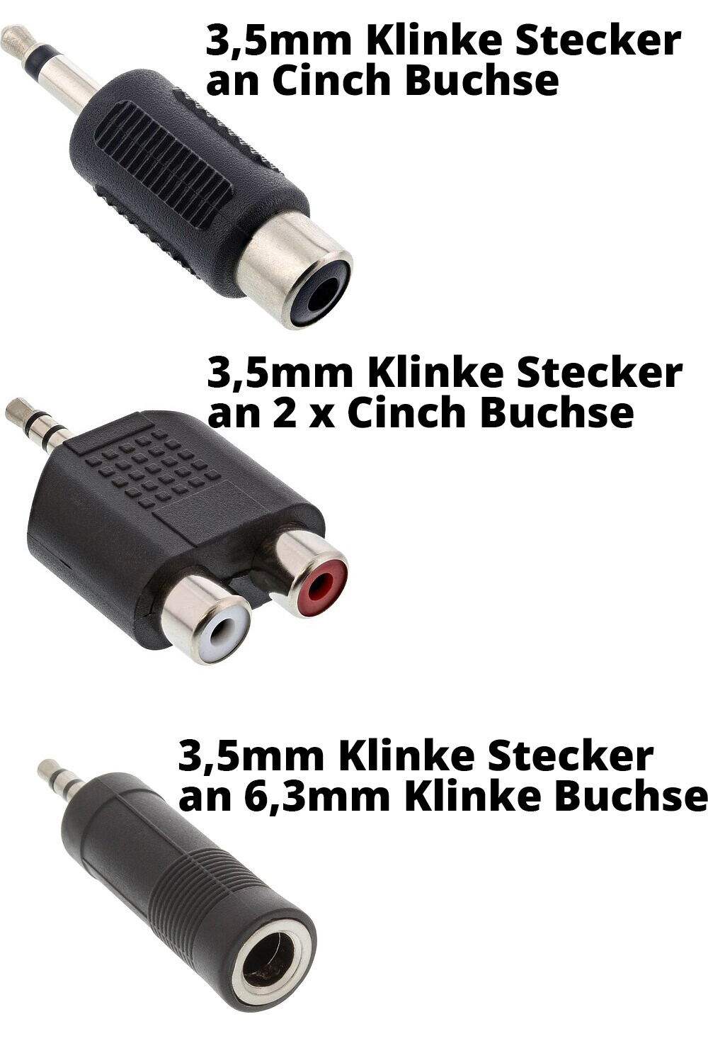 Thumbnail - Inline Audio Adapter Klinke 3,5 6,3 Mm Cinch Buchse Stecker 24 Stück