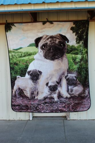 PUG PUGS DOG DOGS PUPPY PUPPIES QUEEN SIZE BLANKET