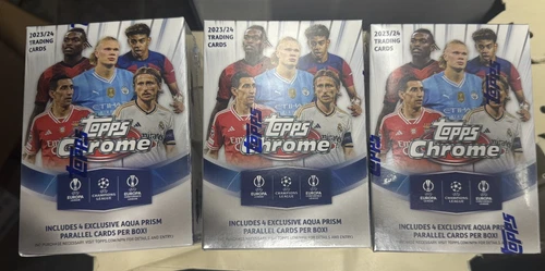 LOT OF 3 2023/24 Topps Chrome  UEFA Club Competitions Soccer Blaster   Boxes (C)