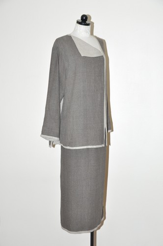 Linda Lundstrom braun beige Leinen Lagenlook doppelseitig Maxirock Anzug Damen L - Bild 17 von 24