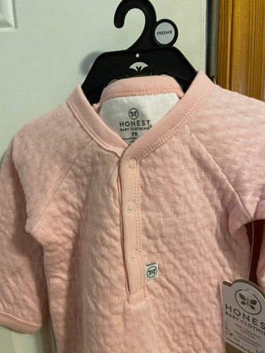 BRAND NEW SIZE PREEMIE HONEST BABY GIRL ORGANIC COTTON MATELASSE COVERALL - Picture 3 of 9