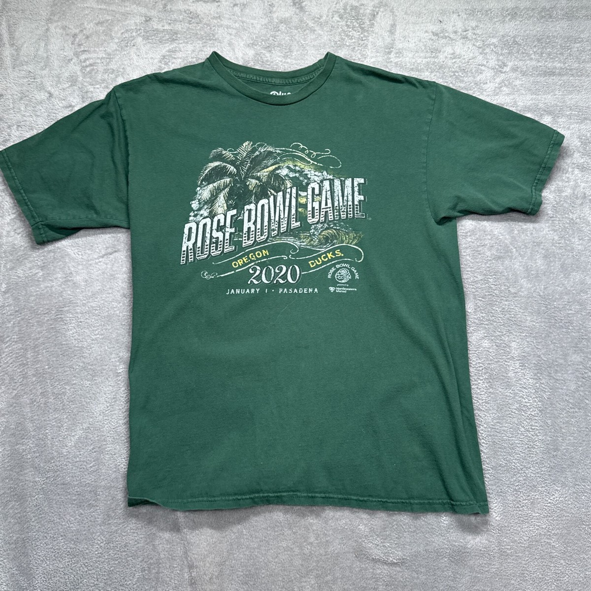 Oregon Ducks Rose Bowl Game 2020 T Shirt L Green Pasadena Blue 84