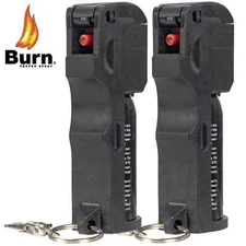 2-Pack BURN Pepper Spray for Self-Defense 1/2oz Flip Top Black Security Keychain