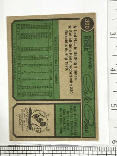 1974 Topps Pete Rose #300 Cincinnati Reds - Picture 2 of 2